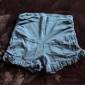 High Waist Ruffled Women's Shorts in Teal